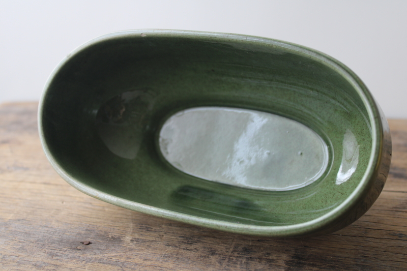 vintage green glaze Haeger pottery planter, minimalist mid-century modern decor