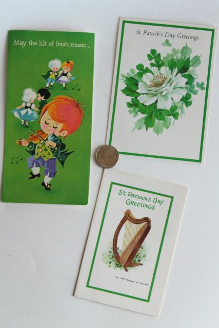 vintage greeting cards, party decor paper napkins - St Patrick's Day shamrocks leprechauns