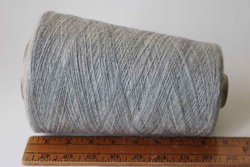 vintage grey wool lace weight yarn, large cone spool Crescent Woolen Mills