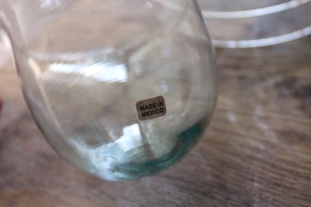 vintage hand blown Mexican glass cloches, recycled bottle glass domes or bell jars