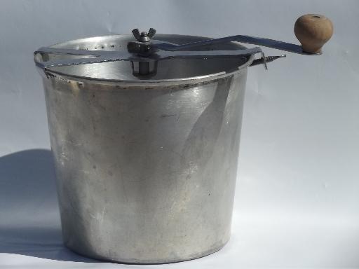 vintage hand crank dough mixer bread maker, kneading and rising bucket