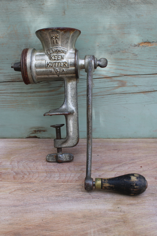 vintage hand crank food chopper meat grinder for prepper or farm