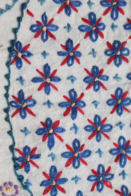 vintage hand embroidered cotton bedspreads, pair of summer weight ...
