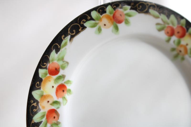 vintage hand painted Nippon china plate w/ bittersweet berries in fall colors