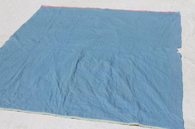 vintage hand quilted patchwork quilt, pretty soft faded colors, shabby cottage chic