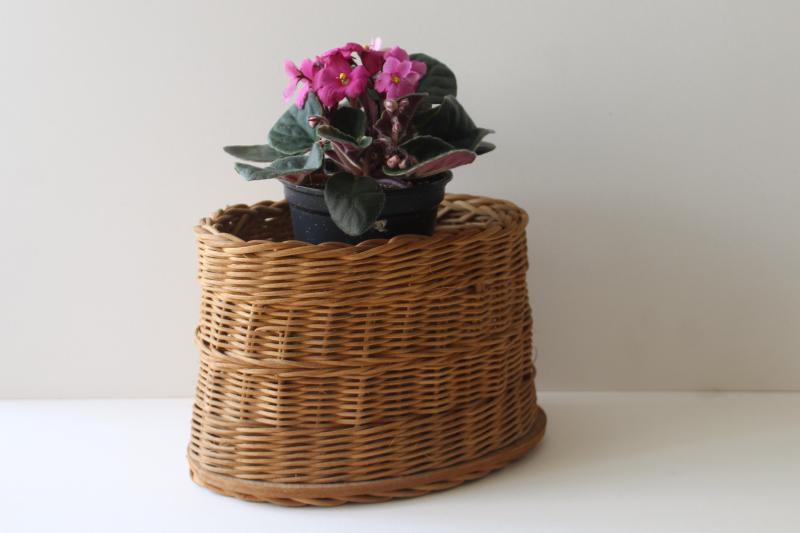 vintage hand woven wicker basket, planter or desk caddy, kitchen / bath storage basket