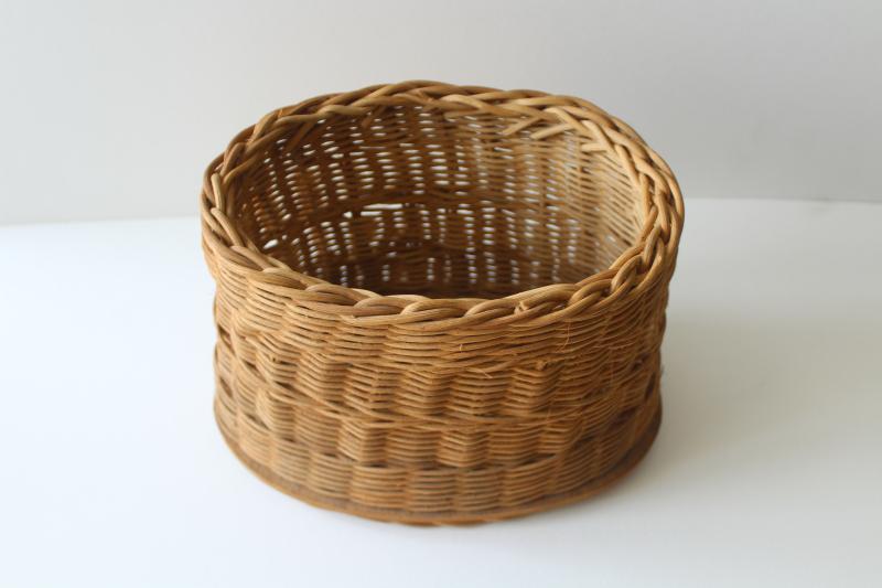 vintage hand woven wicker basket, planter or desk caddy, kitchen / bath storage basket