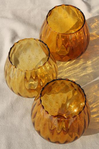 vintage hand-blown art glass lamp globes, new old stock lot amber glass lamp shades