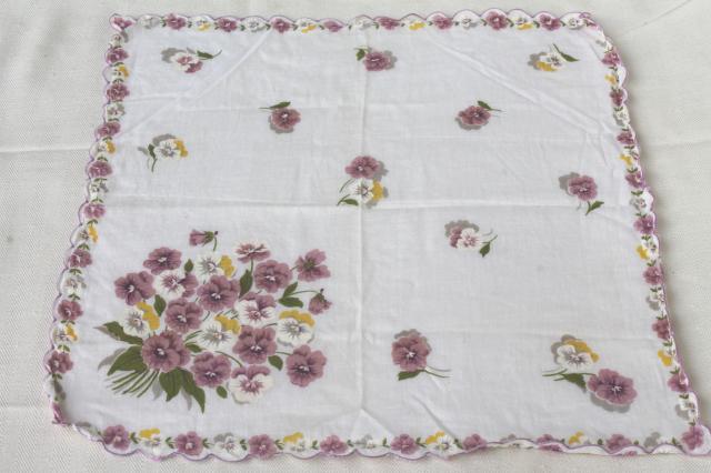 vintage handkerchiefs lot, autumn leaves & floral prints, printed cotton hankies