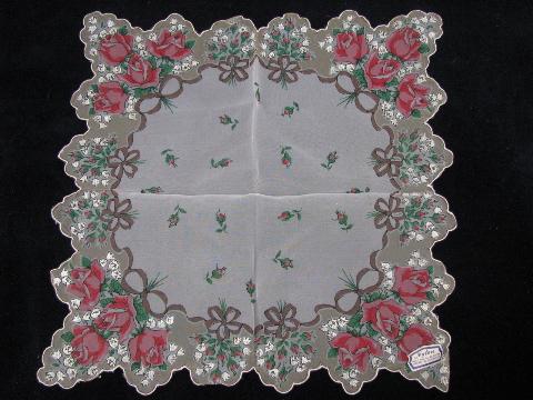 vintage handkerchiefs lot, sheer nylon chiffon hankies w/ flowers