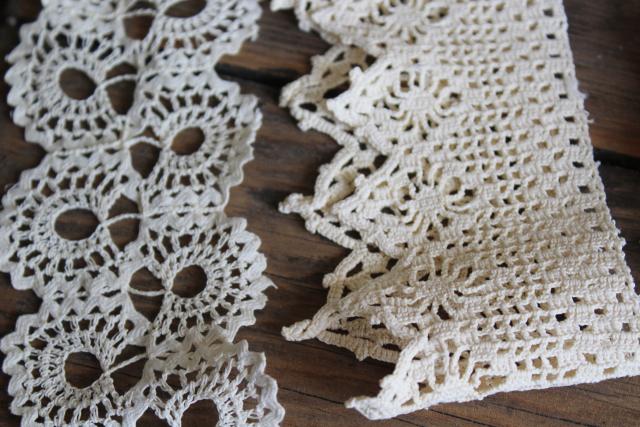 vintage handmade crochet lace edgings & insertion, salvaged antique ...