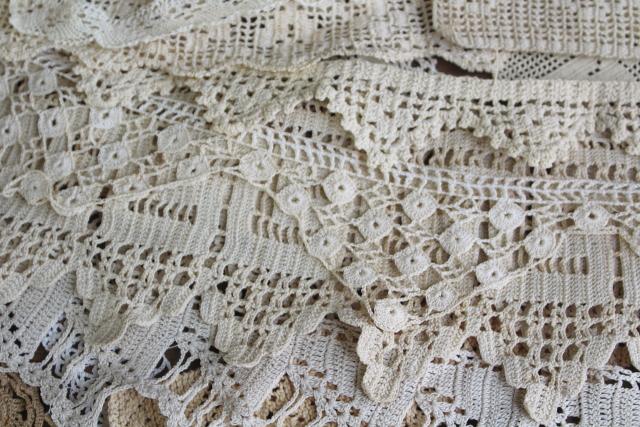 vintage handmade crochet lace edgings & insertion, salvaged antique ...