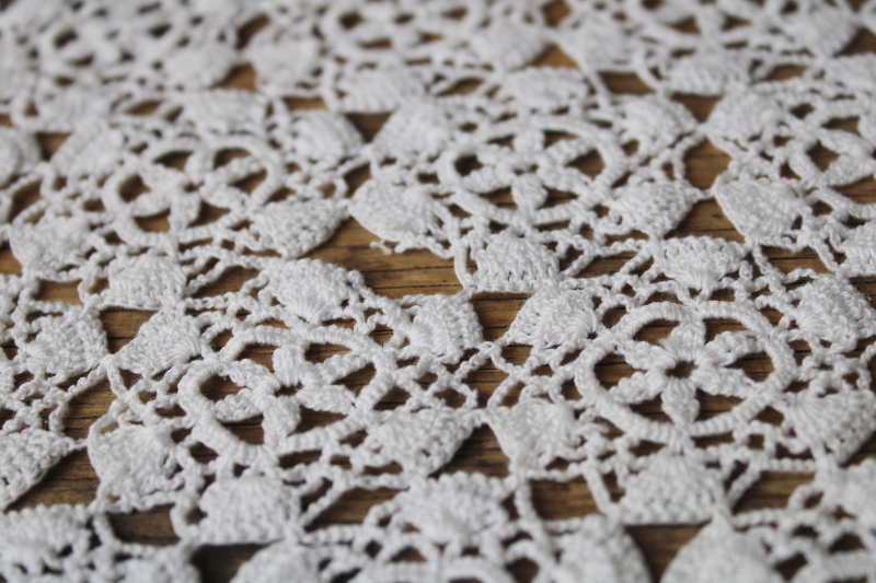 vintage handmade crochet lace tablecloth, upcycle fabric for sewing, curtains, wedding decor