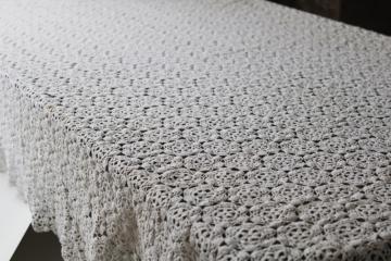 vintage handmade crochet lace tablecloth, upcycle fabric for sewing, curtains, wedding decor
