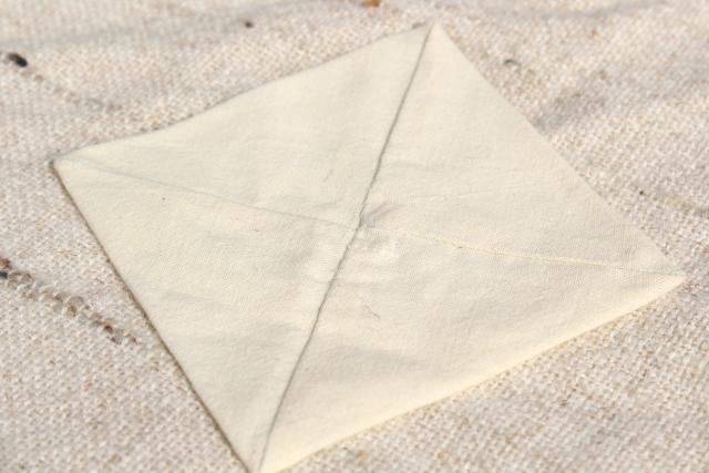 vintage handmade quilt blocks, unbleached cotton fabric cathedral window squares lot 1000+ 