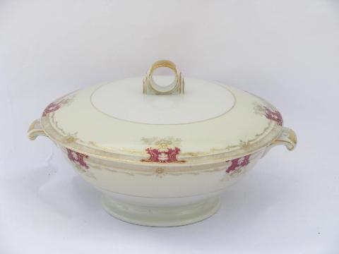 vintage hand-painted china soup tureen or covered serving bowl, Meito-Made in Japan