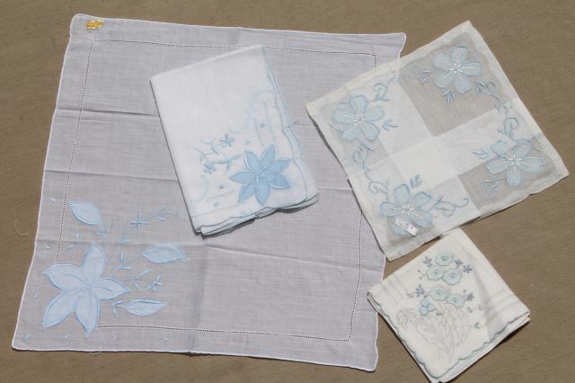 vintage hankies lot, fine cotton & linen handkerchiefs Madeira style embroidery