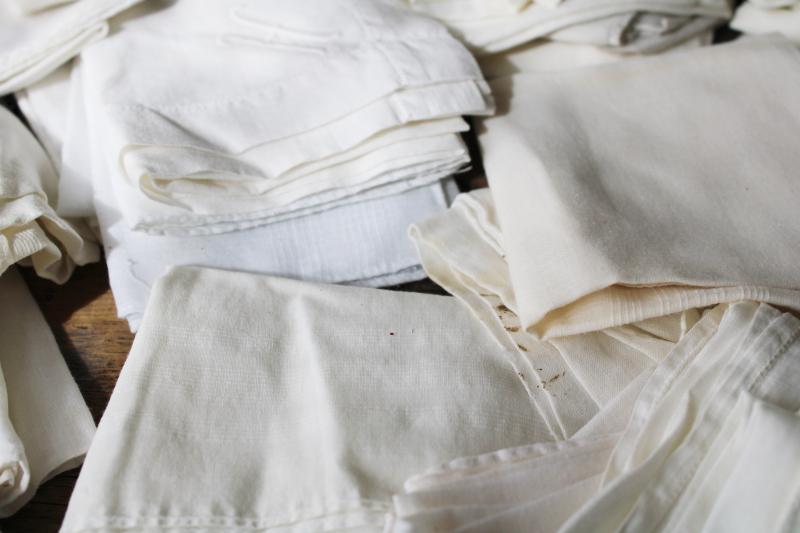 vintage hankies lot, mens large white cotton hankerchiefs 30+ pieces