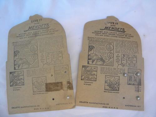 vintage hardware cards w/advertising graphics, Mendets for pot repair