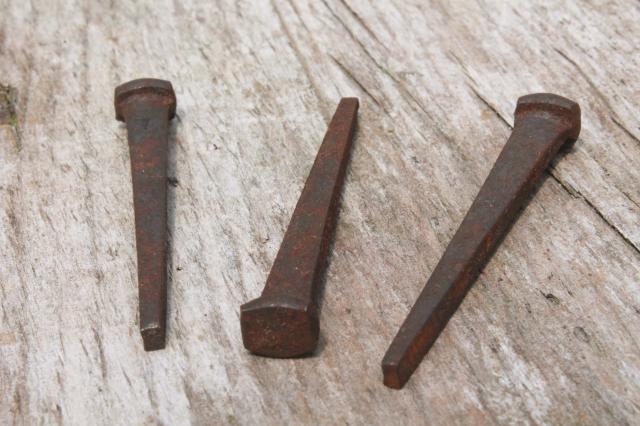 vintage hardware lot primitive old square cut nails, 350+ 2 inch cabinet maker's nail