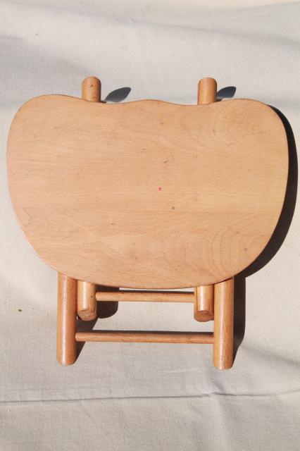 vintage hardwood folding stool travel camp seat, Nevco foldn carry stool