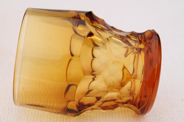vintage heavy amber glass tumblers, Viking Georgian drinking glasses set of 8