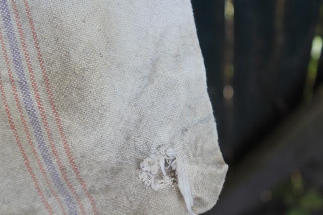 vintage heavy cotton grain sack Bemis bag printed Nebraska Mills, rustic farmhouse pillowcase