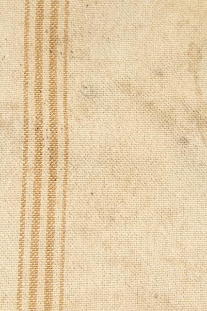 vintage heavy cotton grain sack, striped seamless feed bag, primitive grubby antique fabric
