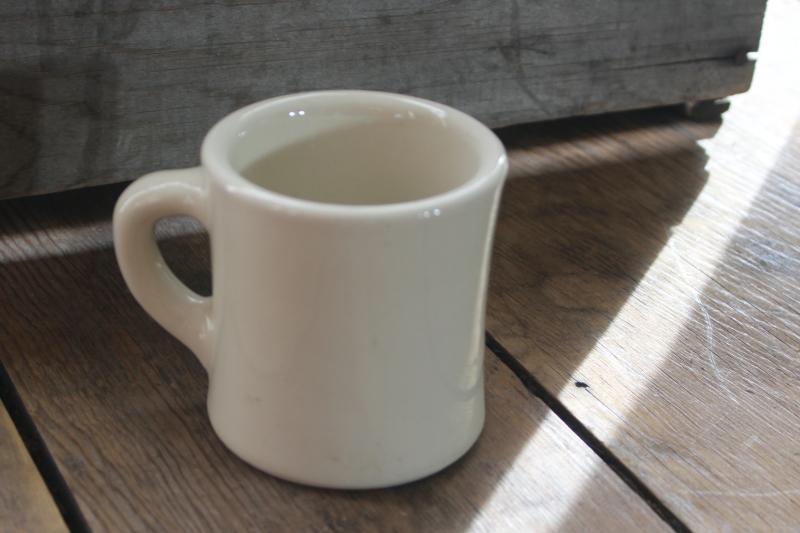 vintage heavy ivory white ironstone china coffee mug, diner style restaurant ware