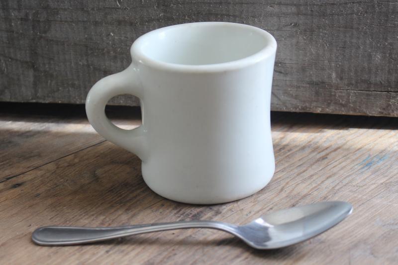vintage heavy white ironstone china coffee mug, diner style restaurant ware