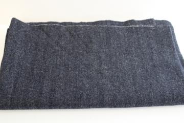 vintage herringbone wool fabric for sewing crafts or rug making, blue charcoal grey