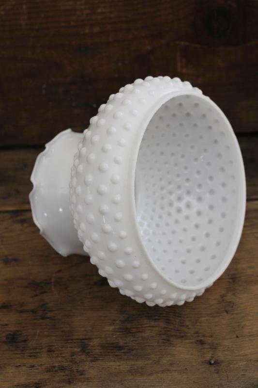 vintage hobnail glass shade, white milk glass replacement shade for student lamp or light