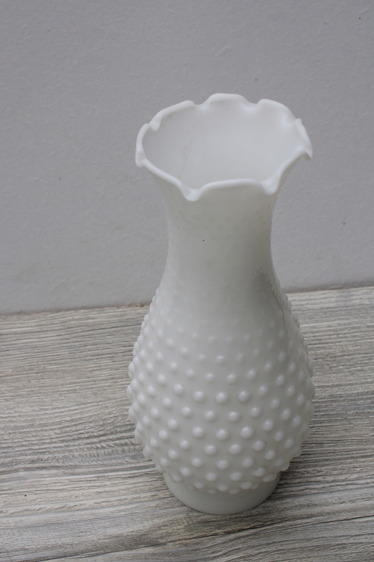 vintage hobnail milk glass hurricane shade, replacement lampshade for table lamp or light fixture