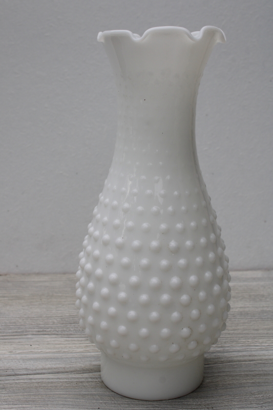 vintage hobnail milk glass hurricane shade, replacement lampshade for table lamp or light fixture