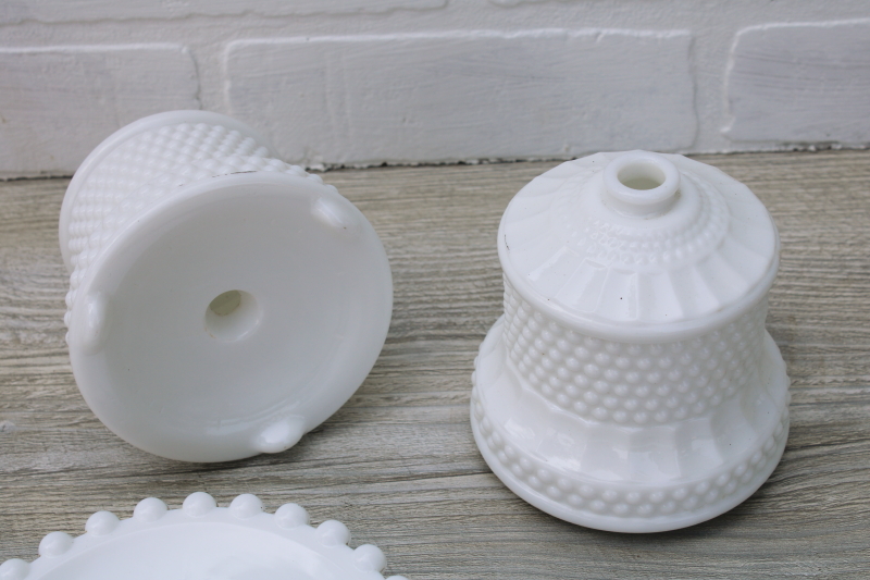 vintage hobnail milk glass lamp parts lot bases etc, for crafting upcycle or lighting restoration repair