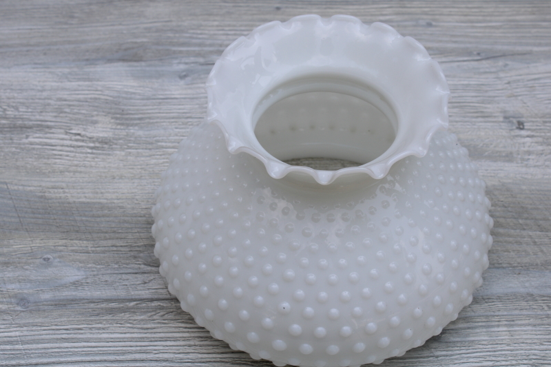 vintage hobnail milk glass lamp shade, replacement lampshade for student lamp translucent white glass