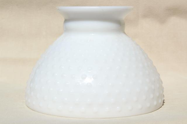 vintage hobnail milk glass lampshade, student lamp or hanging light shade