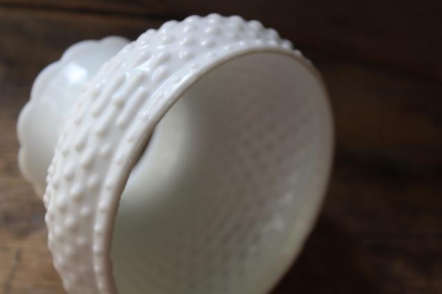 vintage hobnail milk glass replacement shade for small student lamp, opaque white glass