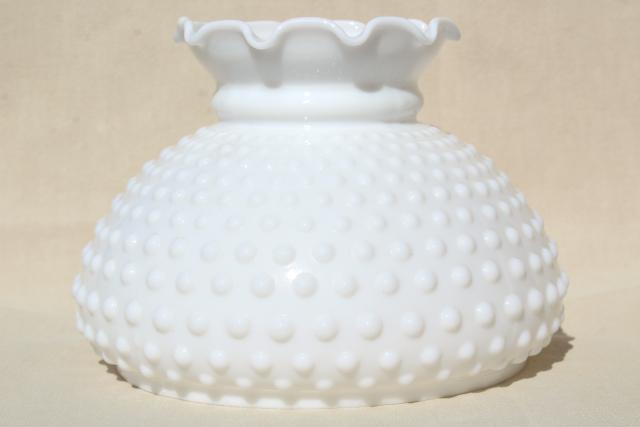 vintage hobnail milk glass shade, lampshade for student lamp or hanging light