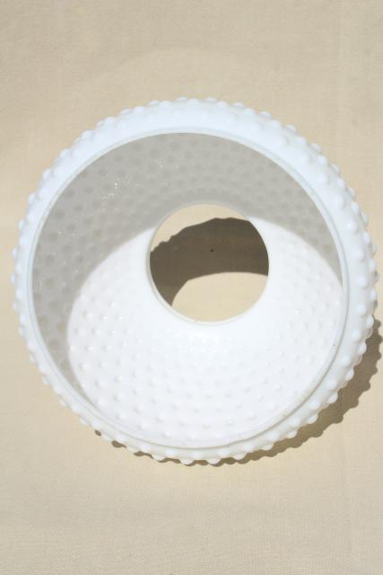 vintage hobnail milk glass shade, lampshade for student lamp or hanging light