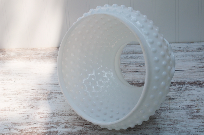 vintage hobnail milk glass shade, opaque white replacement shade for student lamp or light