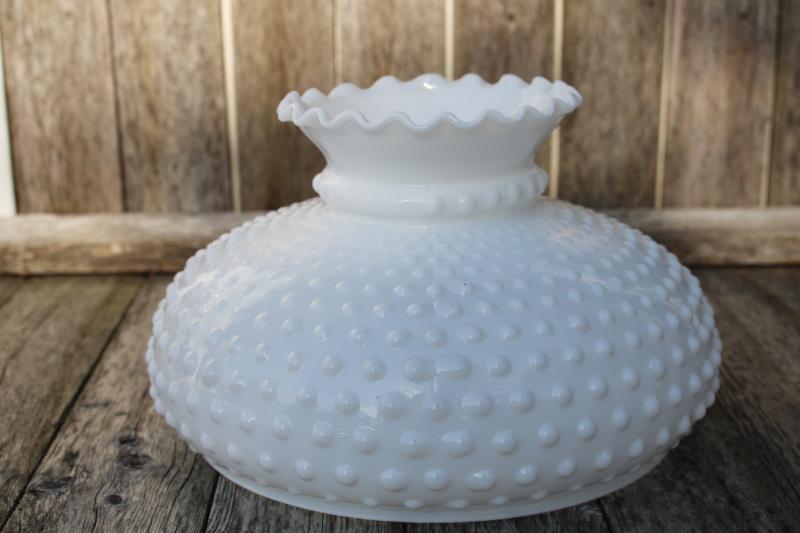 vintage hobnail milk glass shade, replacement lampshade for large table lamp or hanging light
