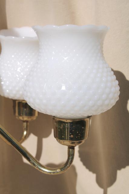 vintage hobnail milk glass shades chandelier, shabby cottage chic farmhouse hanging light