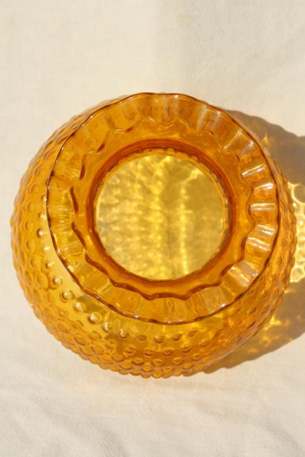 vintage hobnail pattern glass shade for student lamp, amber yellow gold color