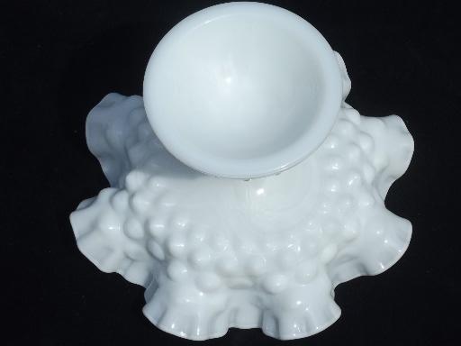 vintage hobnail pattern milk glass compote bowl or candy dish