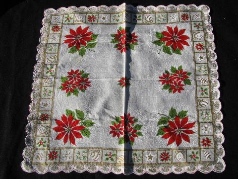 vintage holiday print handkerchiefs lot, printed cotton hankies for Christmas