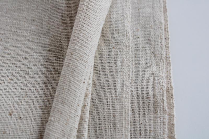 vintage homespun unbleached cotton fabric, grain sack style for rustic primitive farmhouse