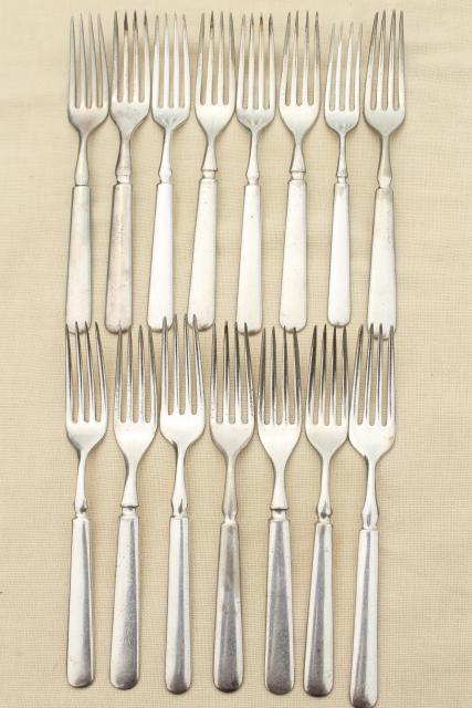 vintage hotel silver dinner forks, antique silver plate flatware mismatched pieces