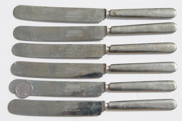 vintage hotel silver forks & knives, antique silver plate flatware mismatched pieces