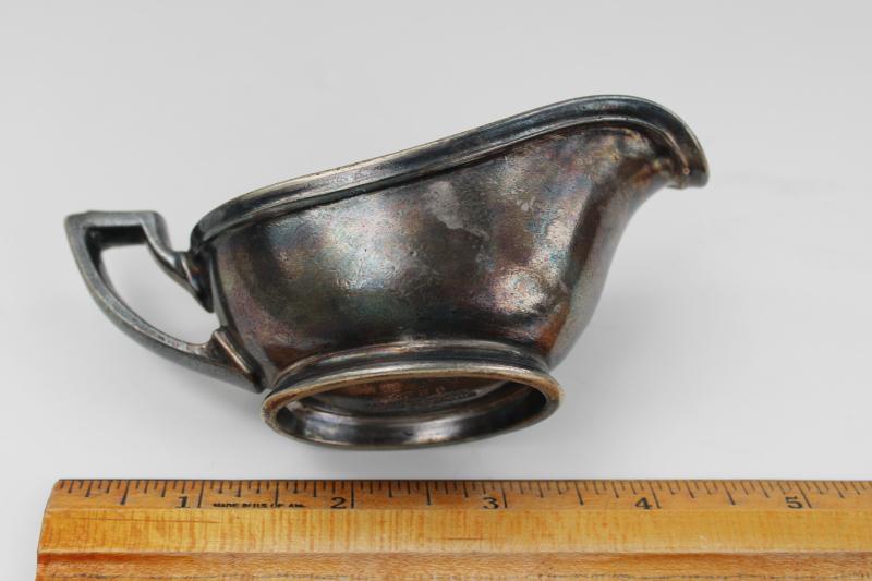 vintage hotel silver, tiny gravy boat or sauce pitcher Michael Reese hospital Chicago